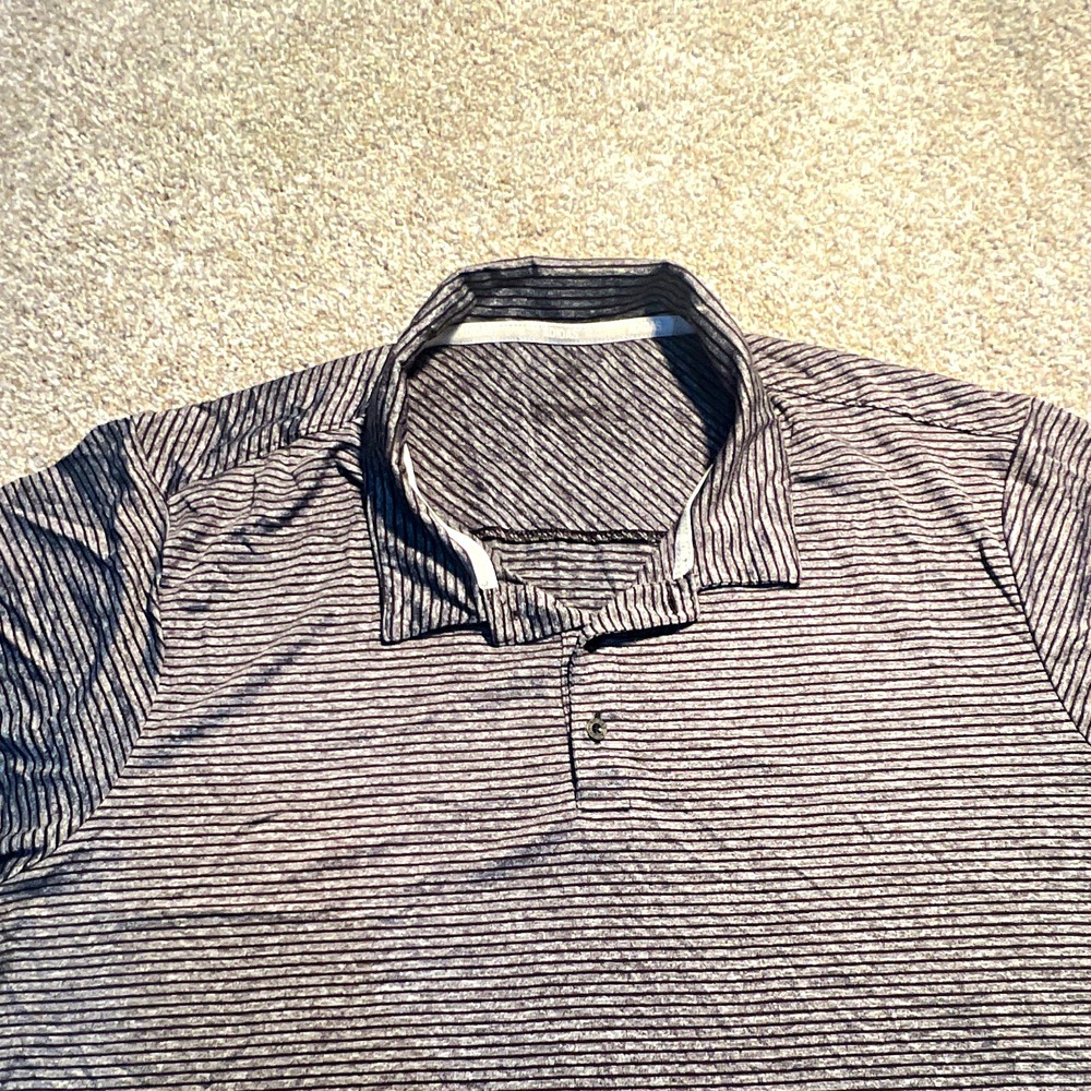 adidas Men's Striped Short Sleeve Button Polo Shirt (Size XL) Gray/Black